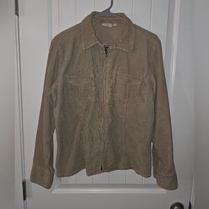 So Khaki Zip Up Corduroy Lightweight Jacket 100% Cotton Large ♥️